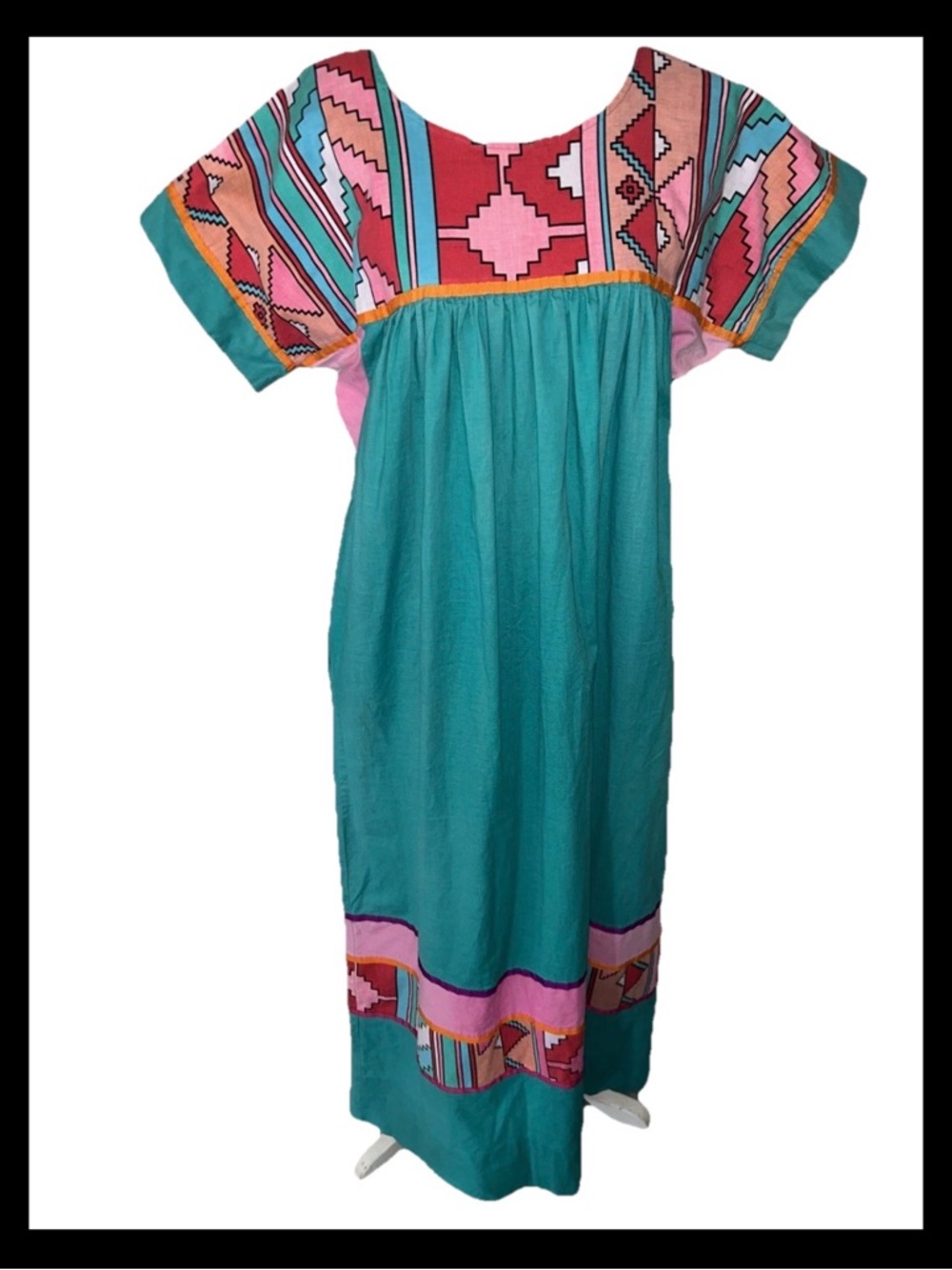 Vintage Kristgudnason Dress Kaftan Muu Muu Southwestern Print Made In USA Sz OS